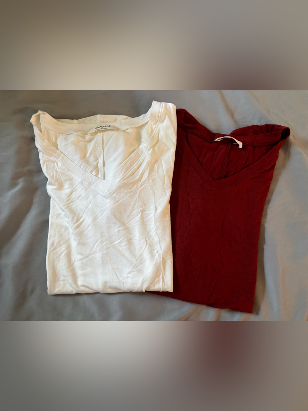 Zenana V-Neck Tee Bundle | White & Burnt Orange | Size Medium